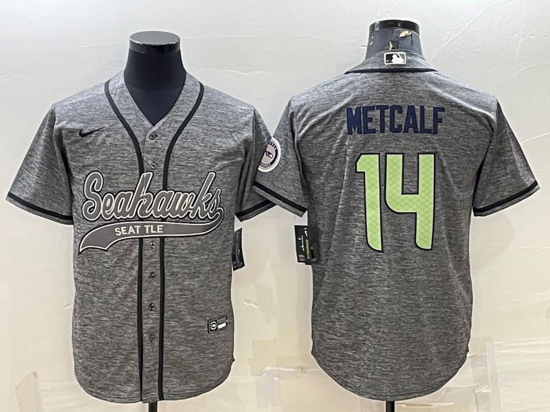 Men Seattle Seahawks #14 Metcalf Grey hemp ash 2022 Nike Co branded NFL Jerseys->seattle seahawks->NFL Jersey